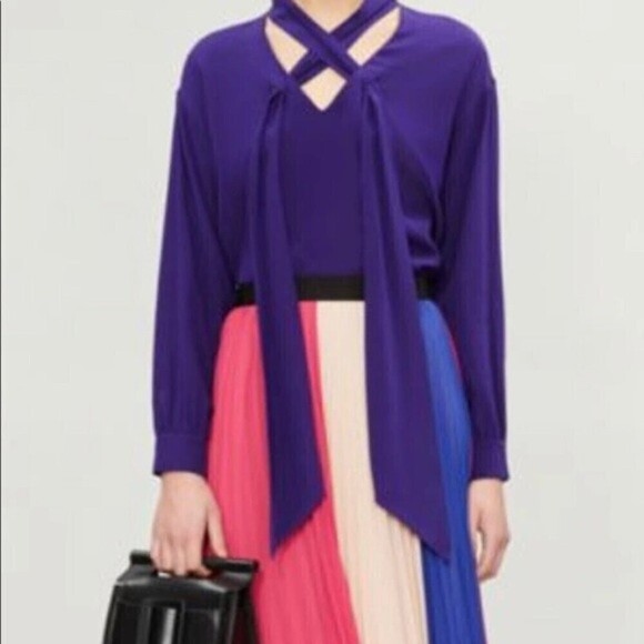 Dvf Ladies Deep Purple Jessamine Silk Top  M - Picture 1 of 9